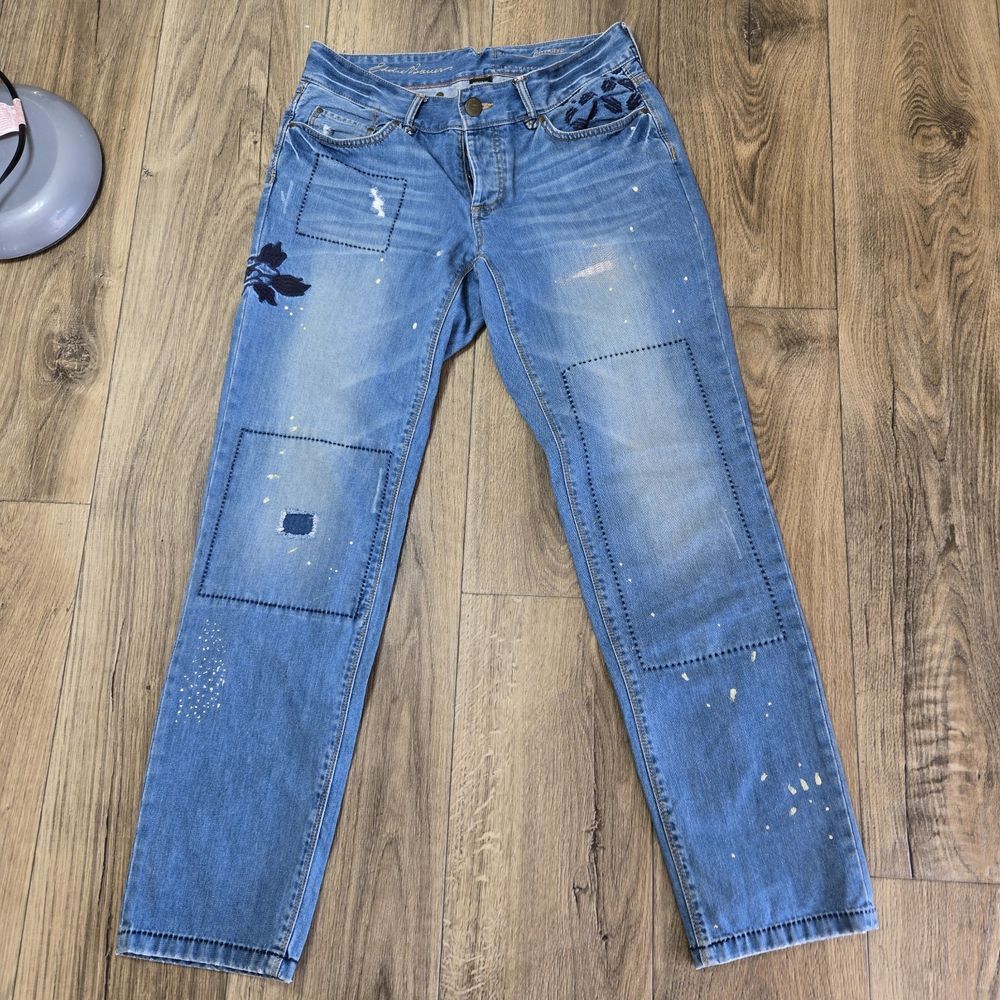 EDDIE BAUER The Boyfriend Relaxed Embroidered Patchwork Denim Pants Size 6‎